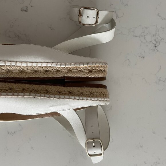 Stuart Weitzman Slip On w Ankle Buckle Closure Leather Sandals Off White Sz 8.5 - Picture 3 of 11